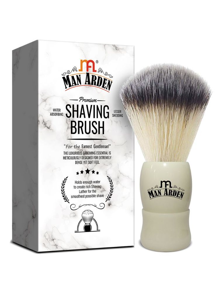 Man Arden Royal White Premium Shaving Brush With Ultra Soft & Absorbent Bristles Long Handle-picture-21