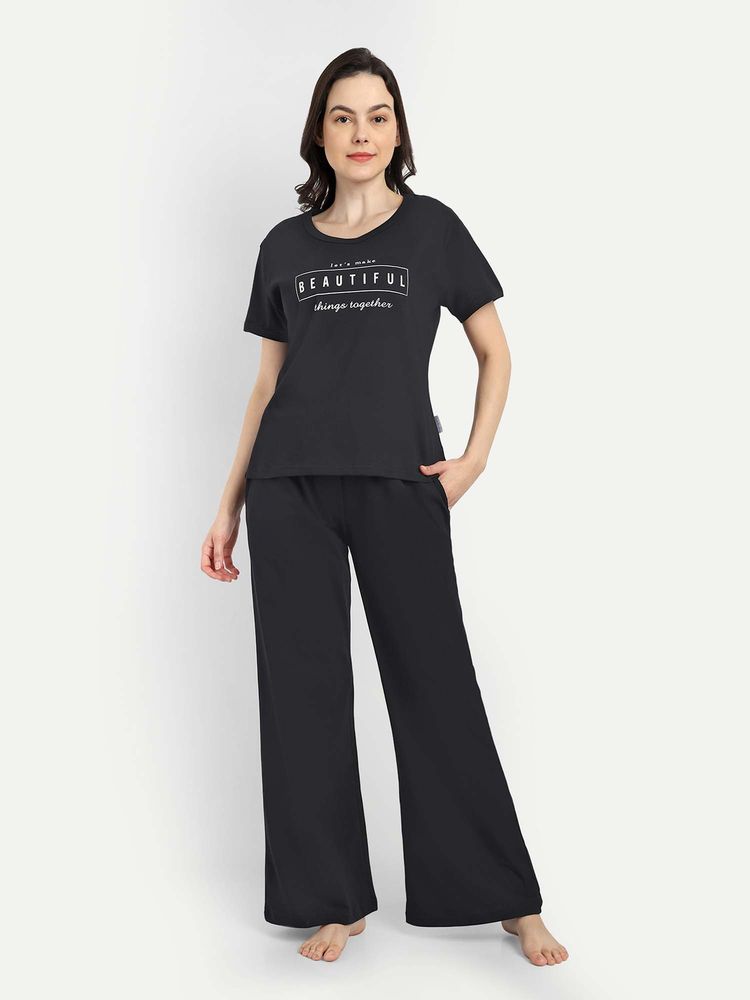 Bedtime Story Black Half Sleeves T-Shirt with Pyjama-image-22