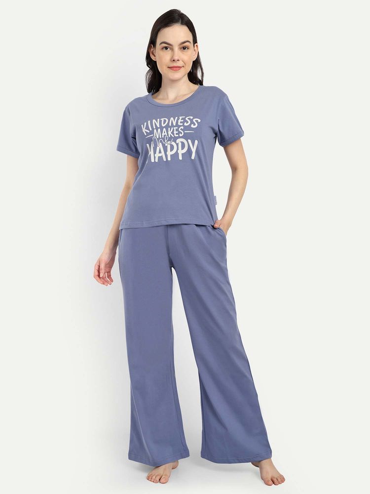 Bedtime Story Blue Half Sleeves T-Shirt with Pyjama-image-5