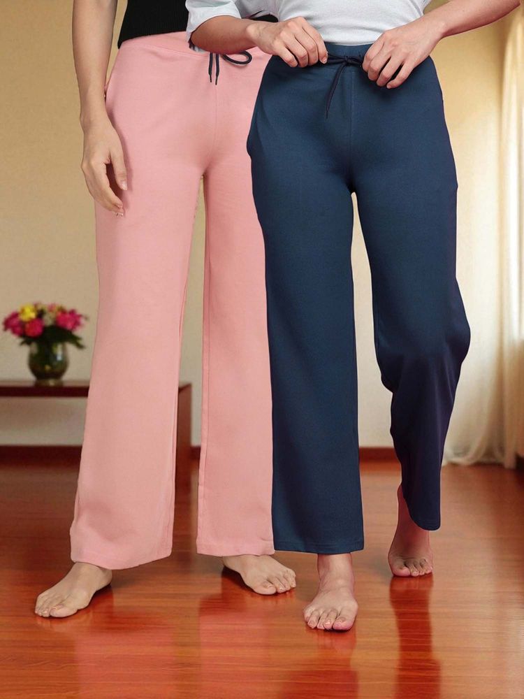 Kryptic Teal & Pink Cotton Solid Mid-Rise Pyjamas (Pack of 2)-picture-10
