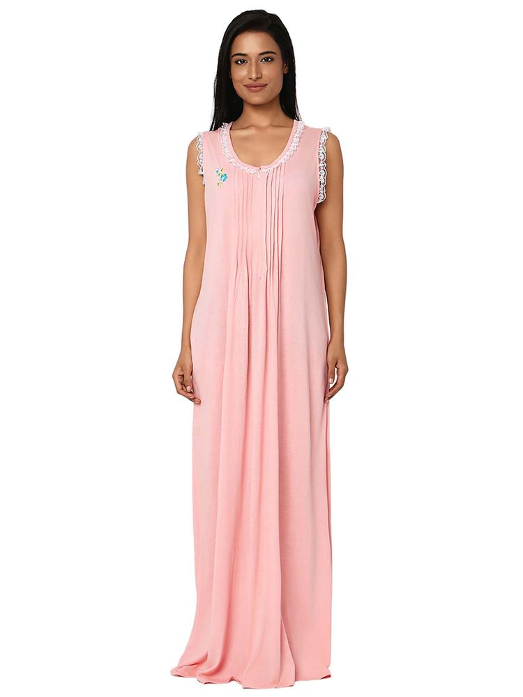 Juliet Pink Hosiery Sleeveless Nightdress-picture-1