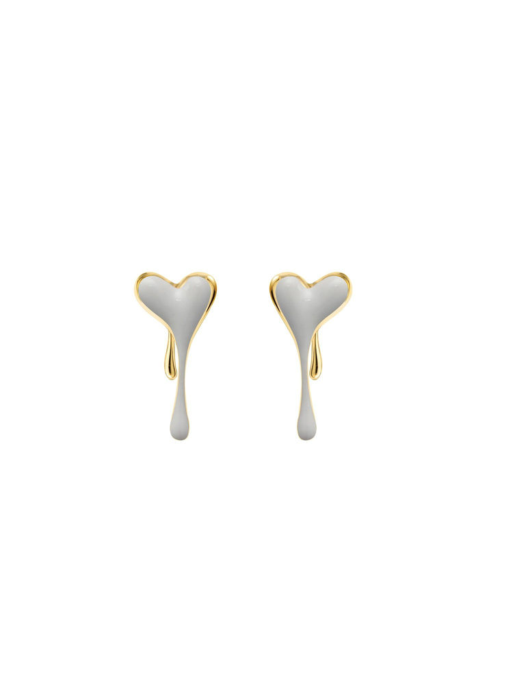 Lunaya Jewelry Melting Heart Solid Earrings White-image-45