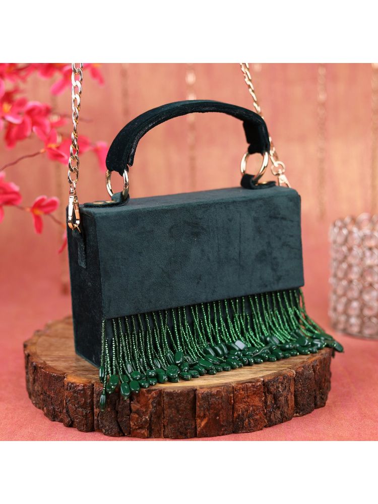sugarcrush Luxury Antique Green Soft Clutch with Detachable Strap-picture-24