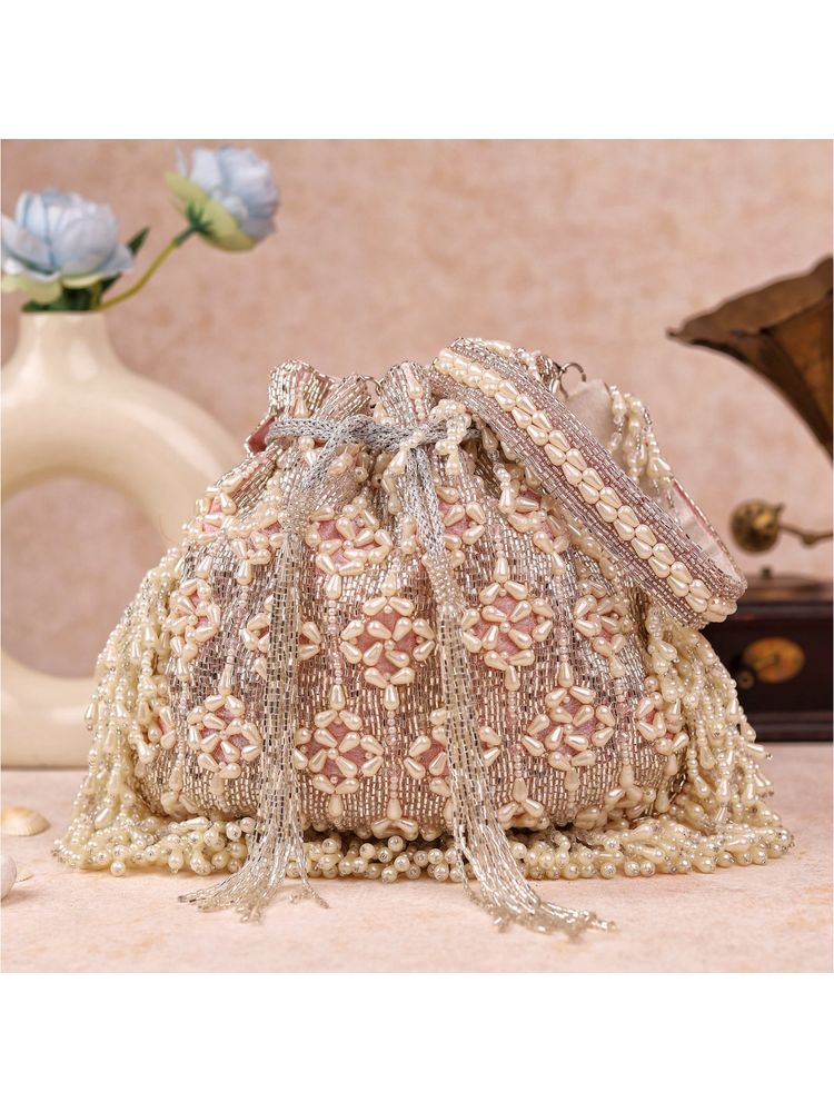 sugarcrush Pink Sequence Work with Tassel Potli Bag-picture-28