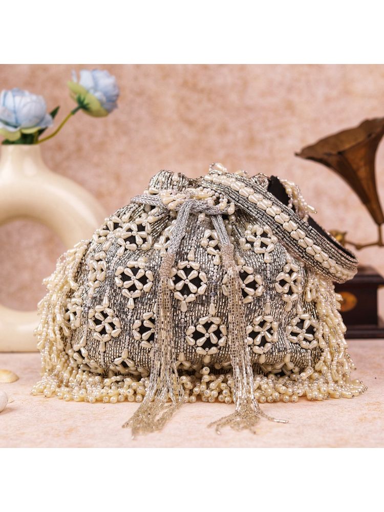 sugarcrush Black Sequence Work with Tassel Potli Bag-image-4