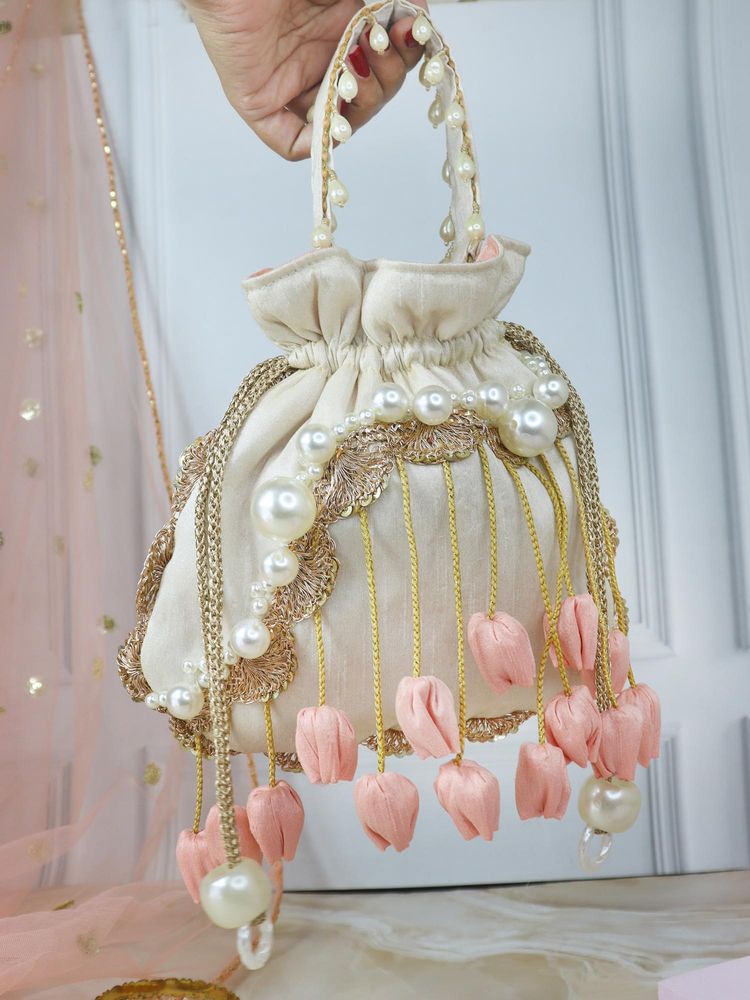 Soho Boho Studio Tulip Cloud Potli Bag - Off White