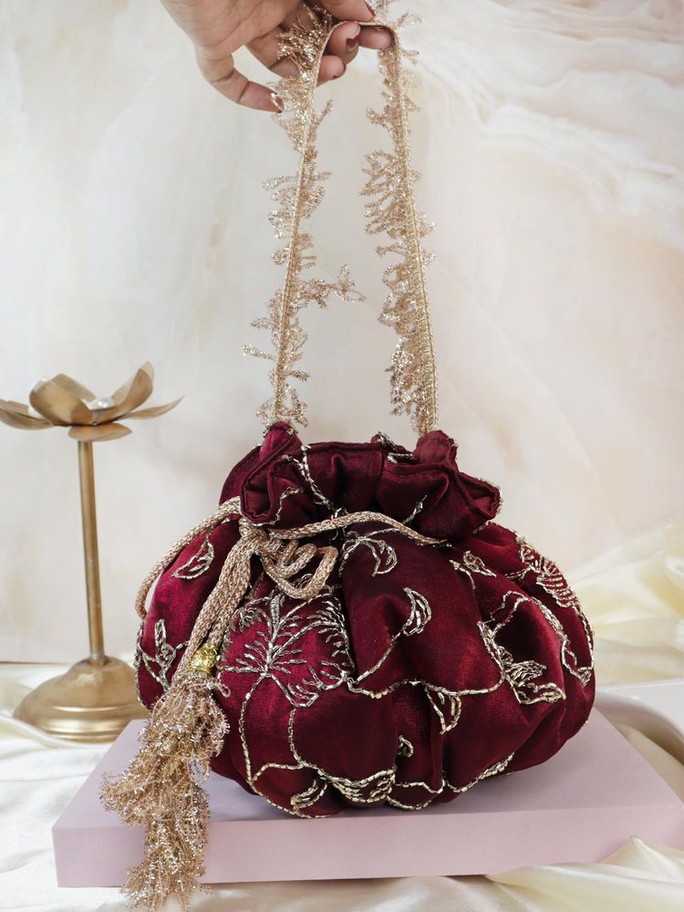 Soho Boho Studio Wine Royale Potli Bag-image-33