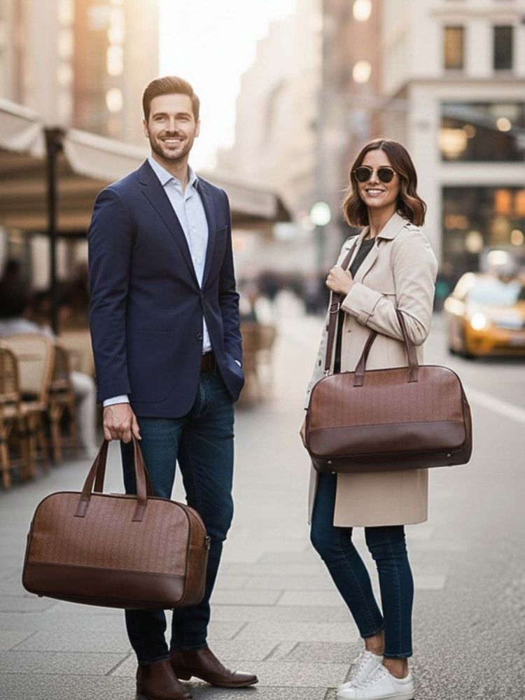 Yelloe Tan Unisex Textured Duffle Bag-picture-11
