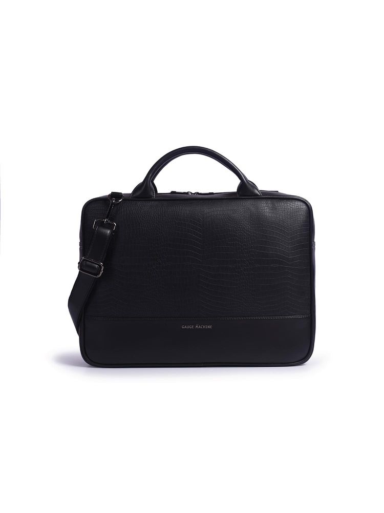 Gauge Machine Mens Black 16 Inch Vegan Leather Laptop Bag With Detachable Strap-picture-27