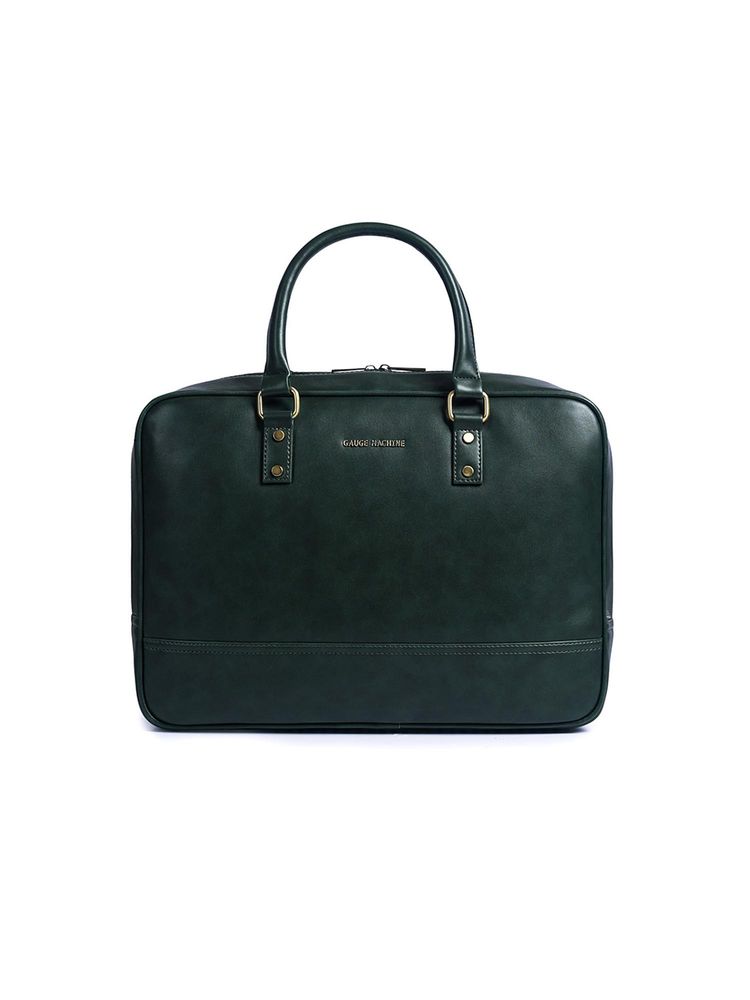 Gauge Machine Mens Olive 16 Inch Vegan Leather Laptop Bag With Detachable Strap-image-15