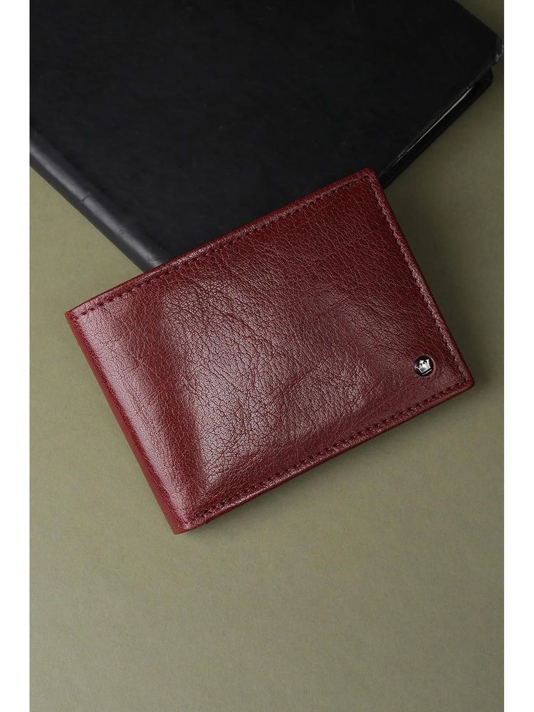 Louis Philippe Men Maroon Textured Leather Wallet-picture-13