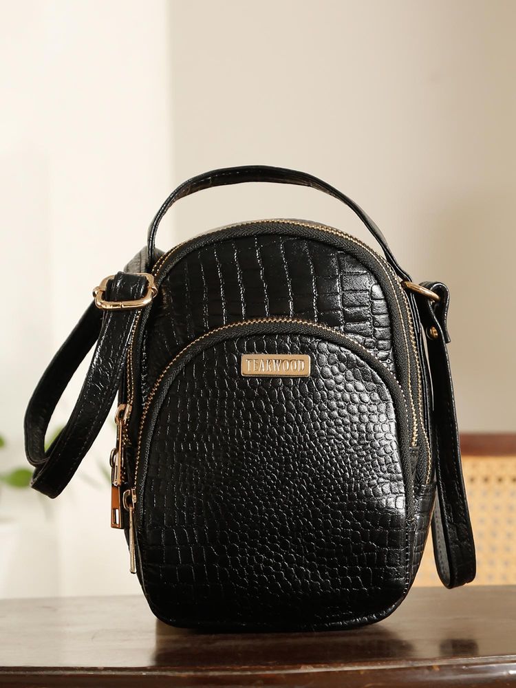 Teakwood Black Women Cross Body Sling Bag-image-30