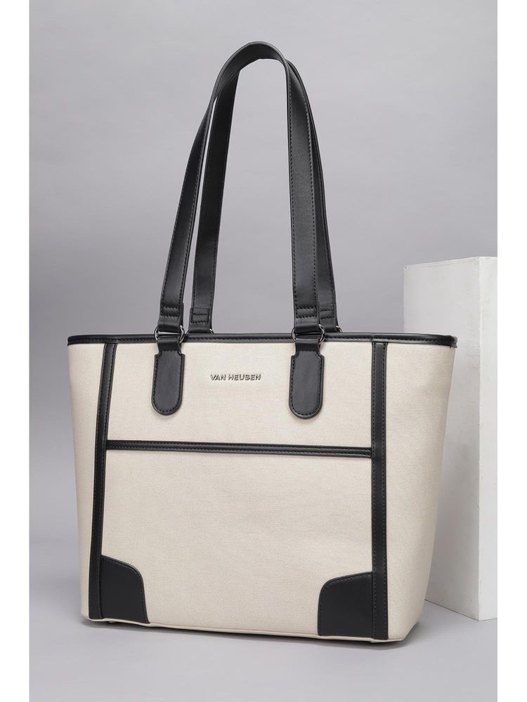 Van Heusen Women Beige Colorblock Casual Handbag-image-27