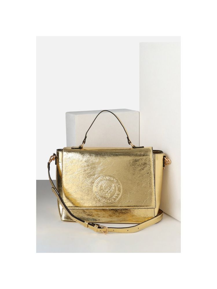 Allen Solly Women Gold Solid Casual Satchel with Detachable Strap-image-33