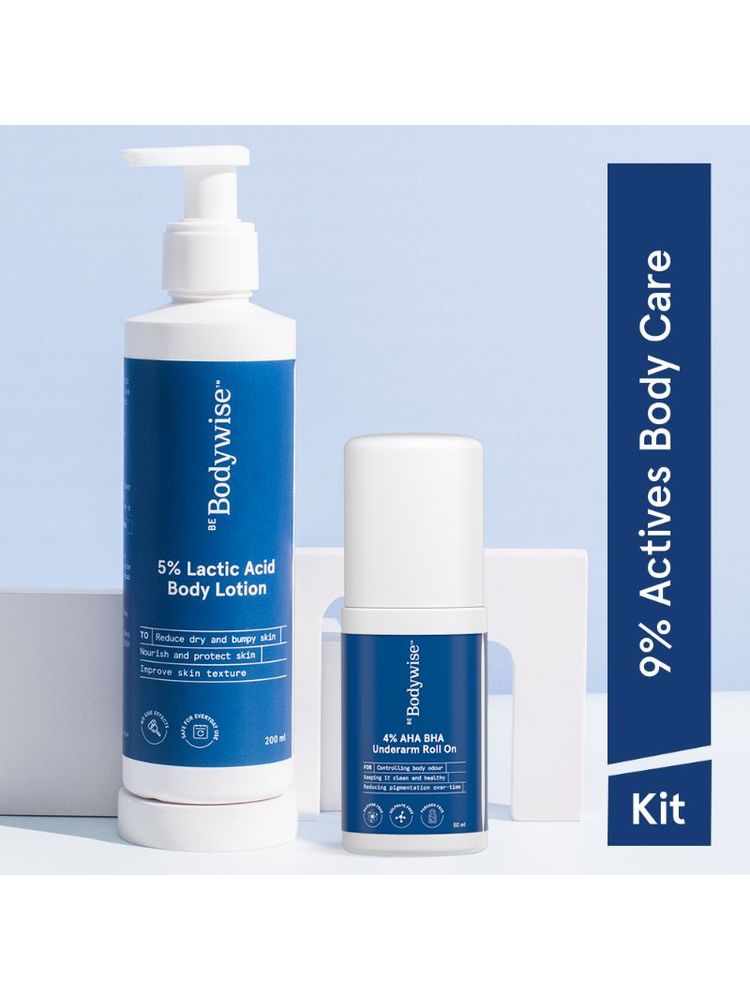 Be Bodywise 5% Lactic Acid Lotion & 4% AHA BHA Underarm Roll On for Skin Nourishment & Freshness