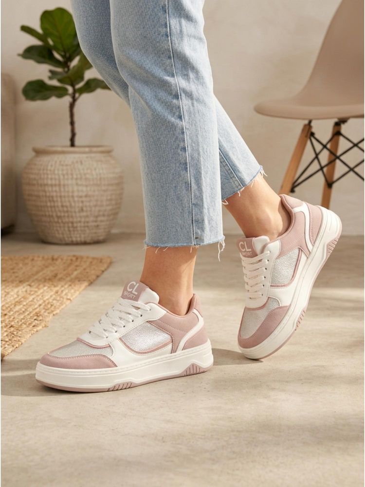 Carlton London Women Casual Classic Lace-Up Fashion Sneakers - Pink-image-17