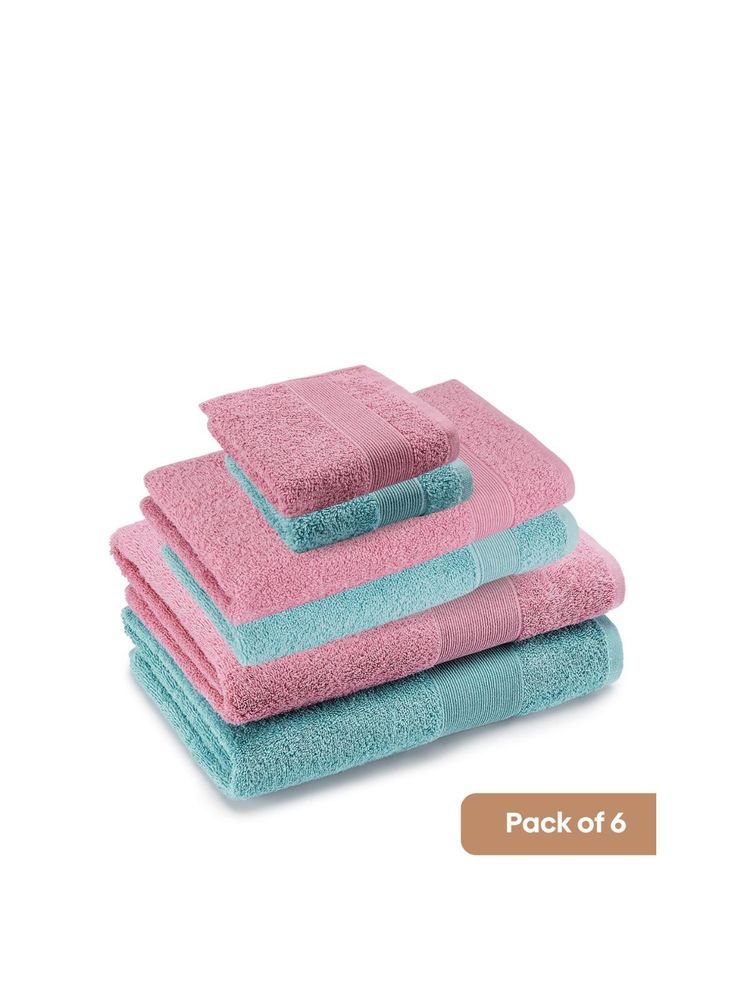 Haus & Kinder 100% Cotton Harmony Combed Bath Set- Cameo Pink, Coastal Blue