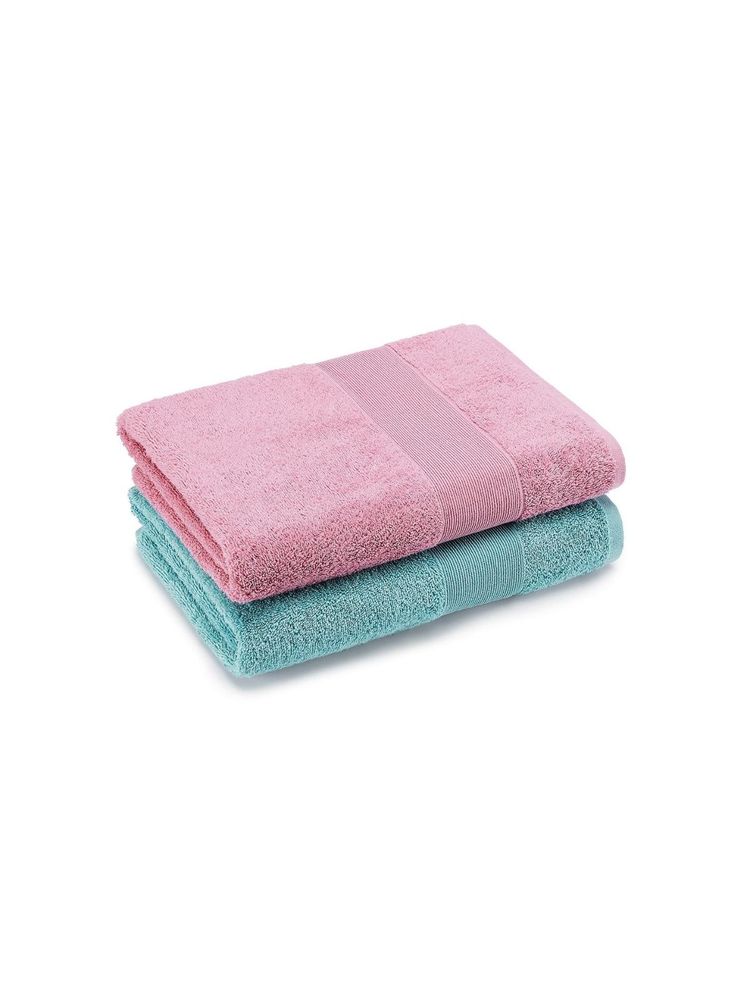 Haus & Kinder 100% Cotton Harmony Combed Bath Towel- Cameo Pink, Coastal Blue (Pack of 2)