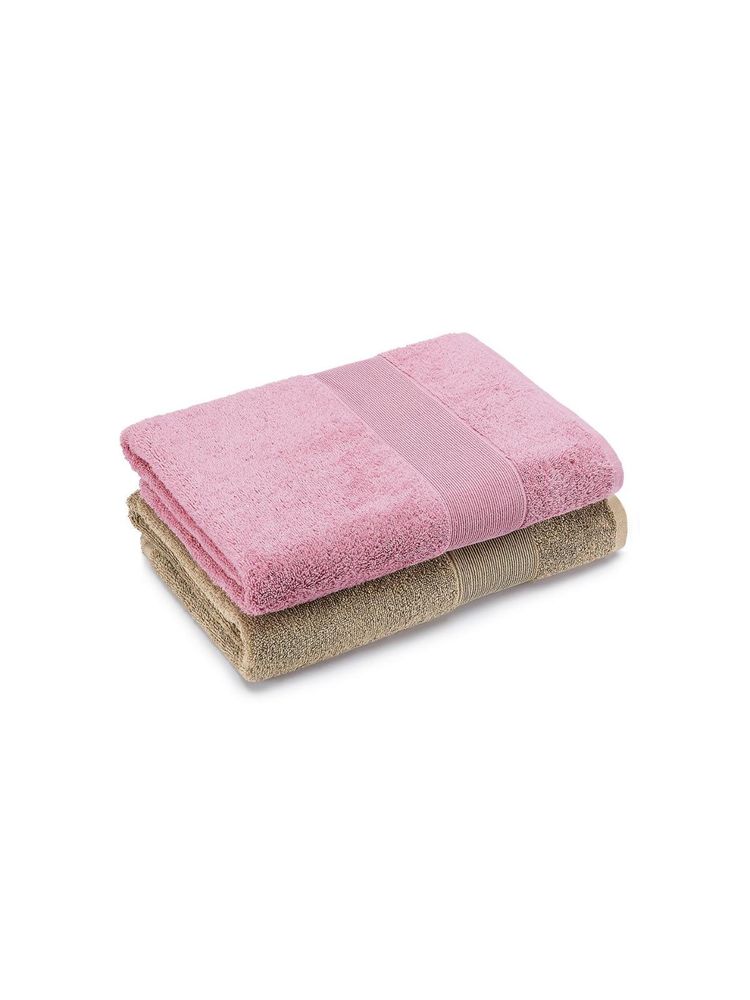 Haus & Kinder 100% Cotton Harmony Combed Bath Towel- Cameo Pink, Taupe (Pack of 2)-picture-23
