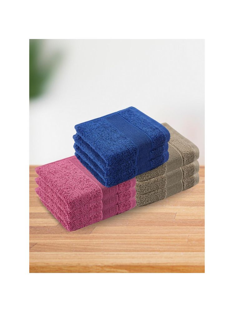 Haus & Kinder 100% Cotton Harmonry Combed Face Towel- Cobalt, Mulberry, Taupe (Pack of 12)-picture-22