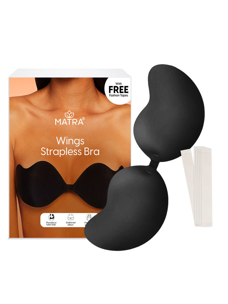 Matra Wings Strapless Bra Invisible Silicone Adhesive Sticky Stick On Black and Free Fashion Tapes-image-19