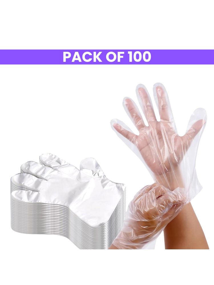 Matra Disposable Hand Gloves for Hair Dye Coloring Transparent Clear Plastic Multipurpose Free Size