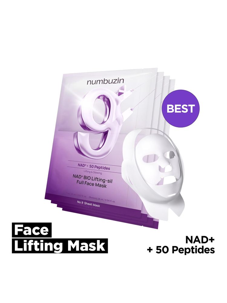 Numbuzin No.9+ Nad+ Bio Lifting-Sil Full Face Mask - Pack Of 4-picture-27