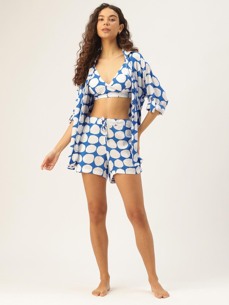 Clt.s Blue Geometric Holiday Shirt, Bikini Top with Shorts-picture-13