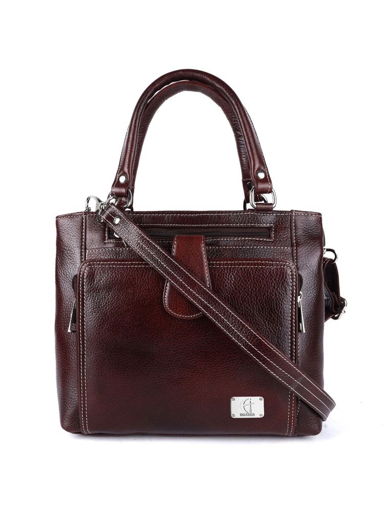 HiLEDER Women Brown Natural Leather Handbag with Detachable Strap (M)-picture-11