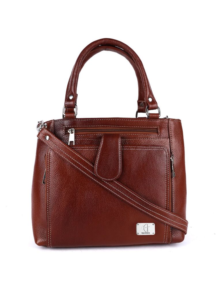 HiLEDER Women Tan Natural Leather Handbag with Detachable Strap (M)-picture-29
