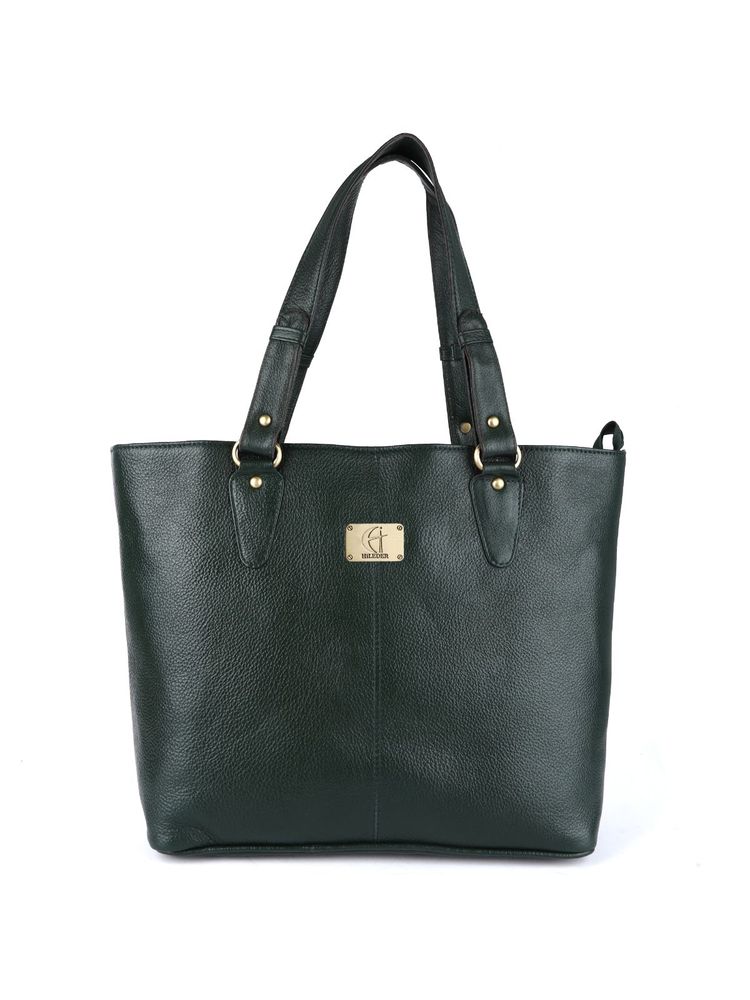 HiLEDER Women Green Pure Natural Leather Tote Bag with Detachable Strap (M)-picture-10