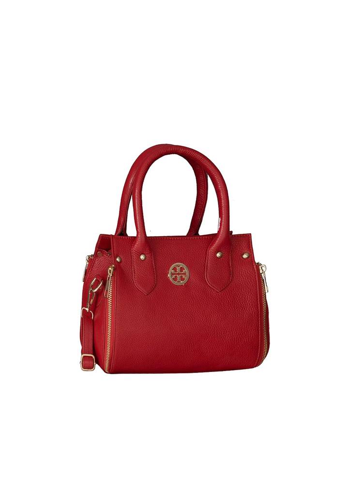 hileder women red leather designer satchel bag with detachable strap (m)