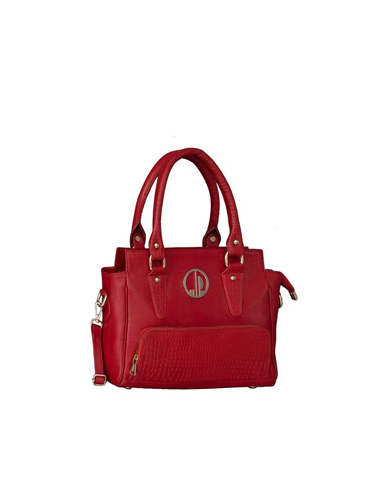 HiLEDER Women Red Genuine Leather Satchel Bag with Detachable Strap (M)-picture-11