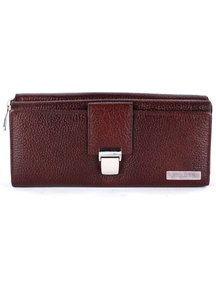 HiLEDER Women Brown Textured Stylish Genuine Leather Wallet (M)-picture-16