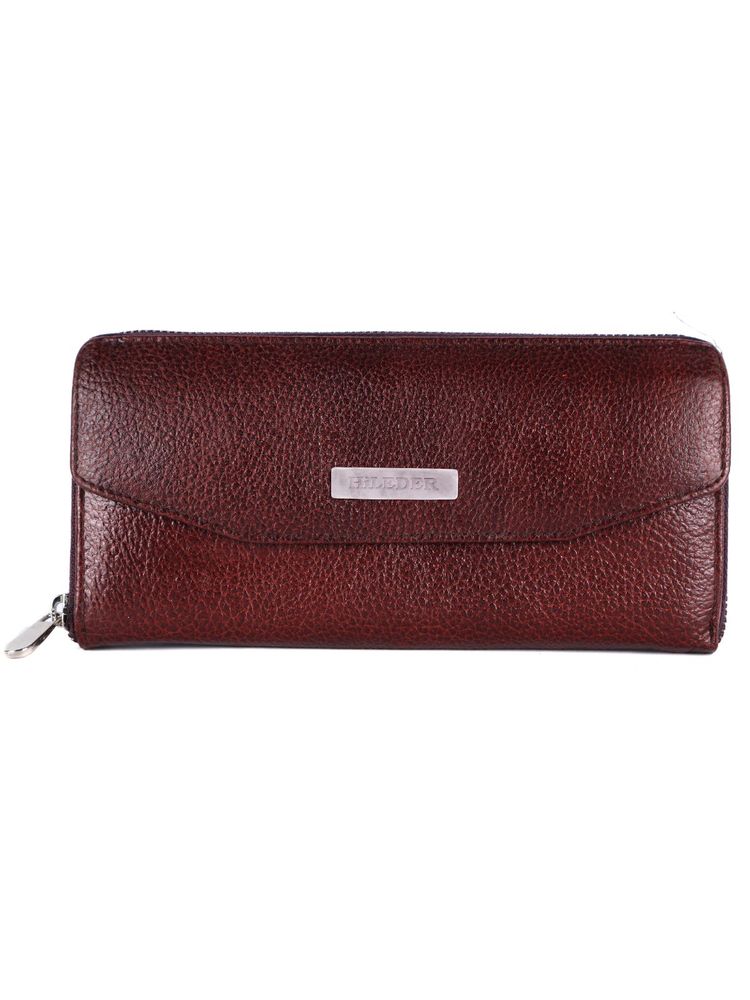 HiLEDER Women Brown Genuine Leather Textured Purse Wallet (M)-picture-26