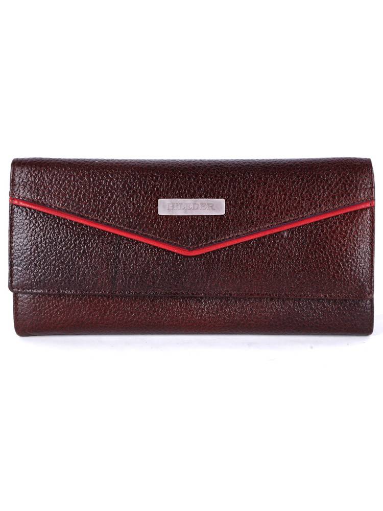 hileder women brown stylish genuine leather purse wallet (m)