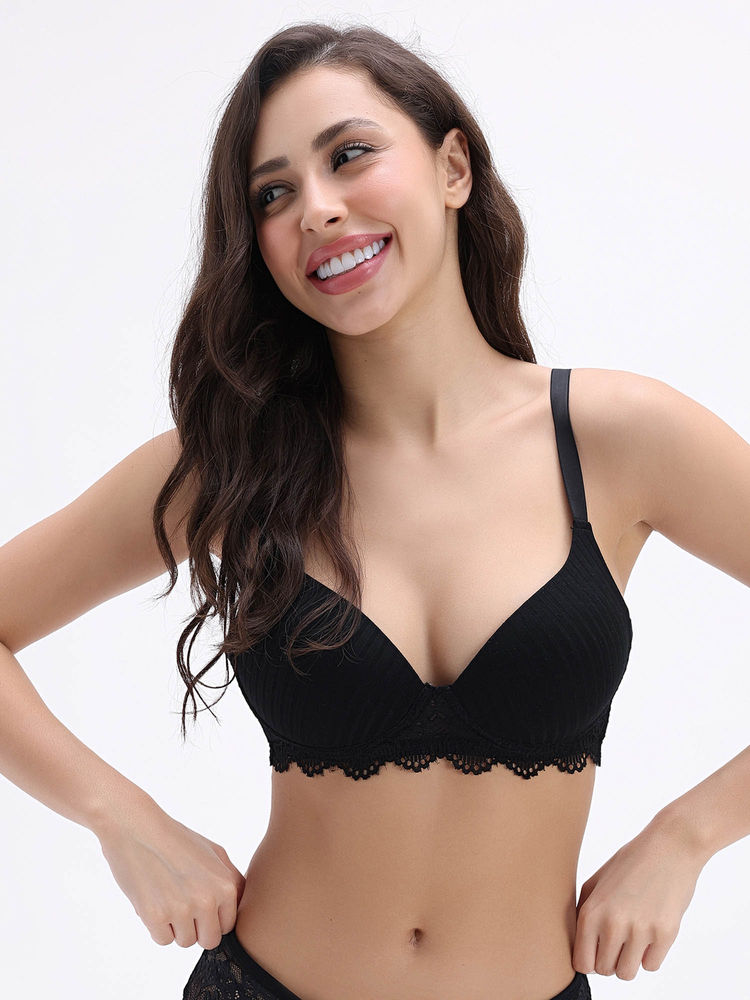 Zivame Black Padded Non Wired Medium Coverage T-Shirt Bra-picture-11