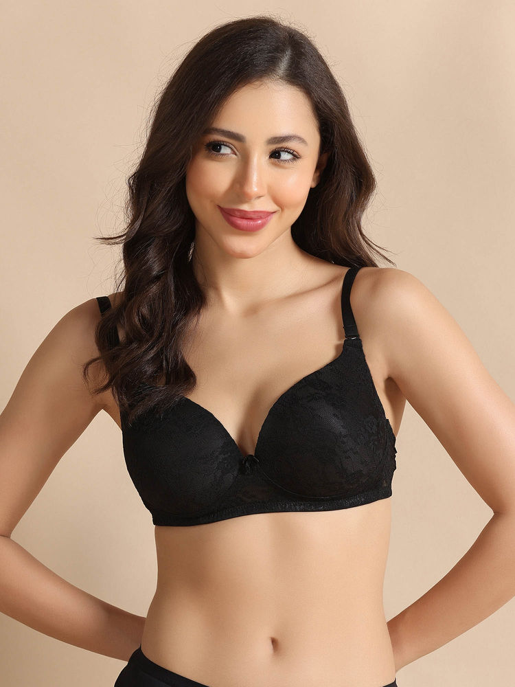 Zivame Black Padded Non Wired Medium Coverage T-Shirt Bra-picture-20