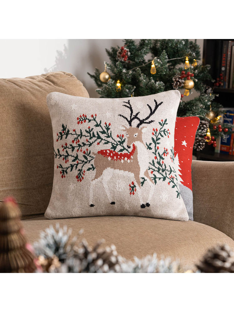 Haus & Kinder Winter Dream Knitted and Embroidered Cushion Cover-picture-1