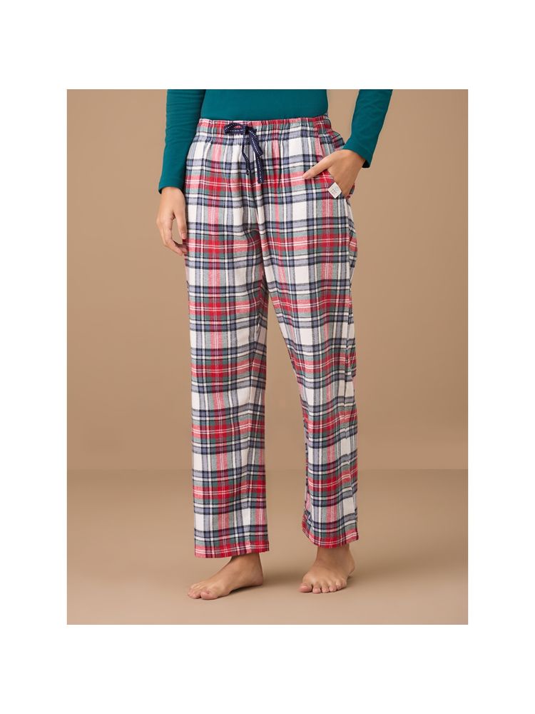 Nykd By Nykaa Cotton Flannel Pajama - NYS901 - Red Blue Plaid-picture-21