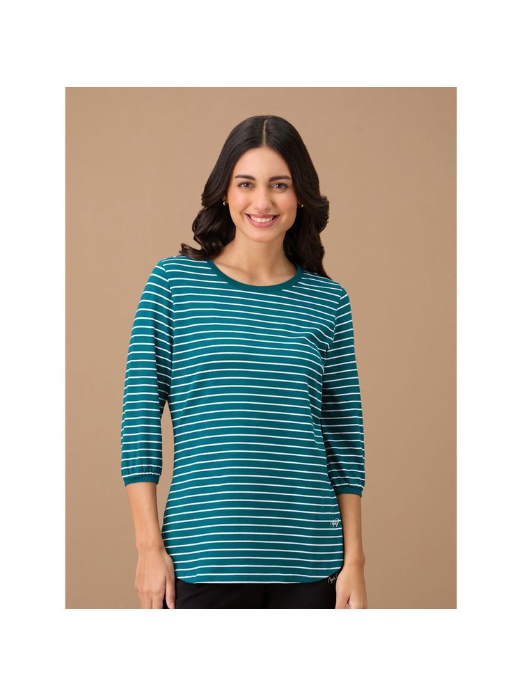 Nykd By Nykaa Striped Slim Fit Tee - NYS801 - Green Stripe-picture-21
