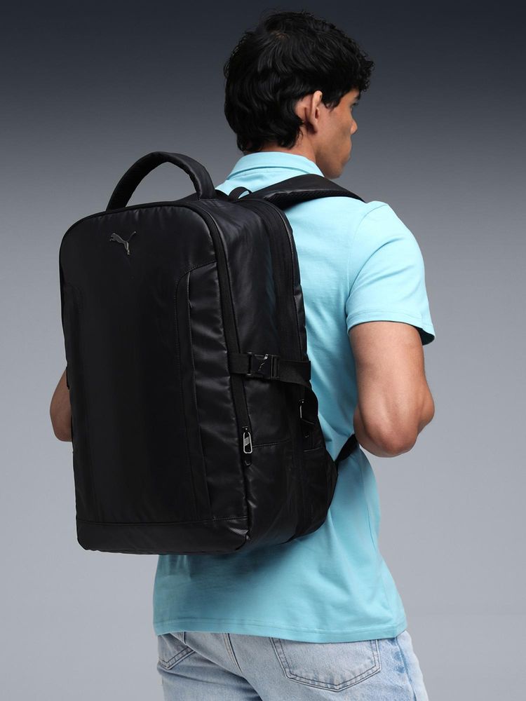 Puma Unisex Black Solid Travel V1 Spacious Expandable Backpack-picture-46