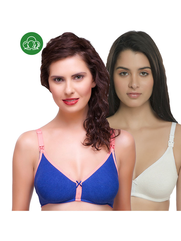Inner Sense Organic Cotton Antimicrobial Nursing Bra Pack of 2 - Multi-Color-image-37