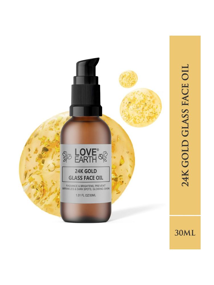 Love Earth 24K Gold Glass Face Oil for Skin Brightening Anti-Aging with Pure Essential Oils-picture-11