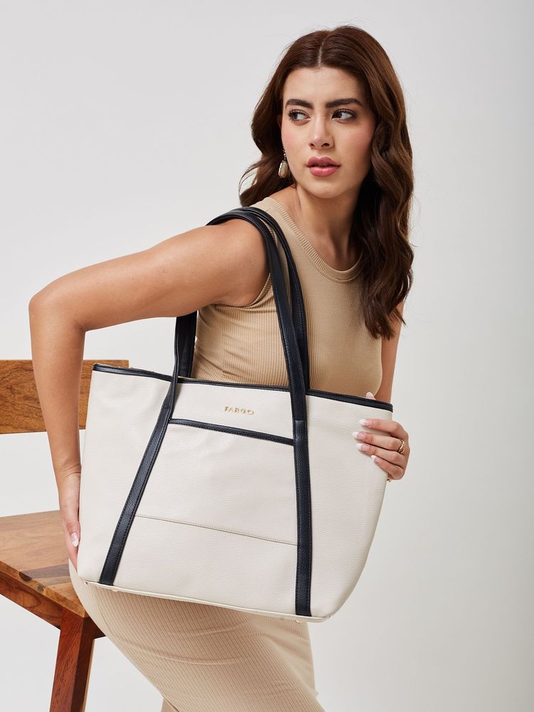 FARGO Axis Vegan Ivory Tote Bag for Women-picture-23