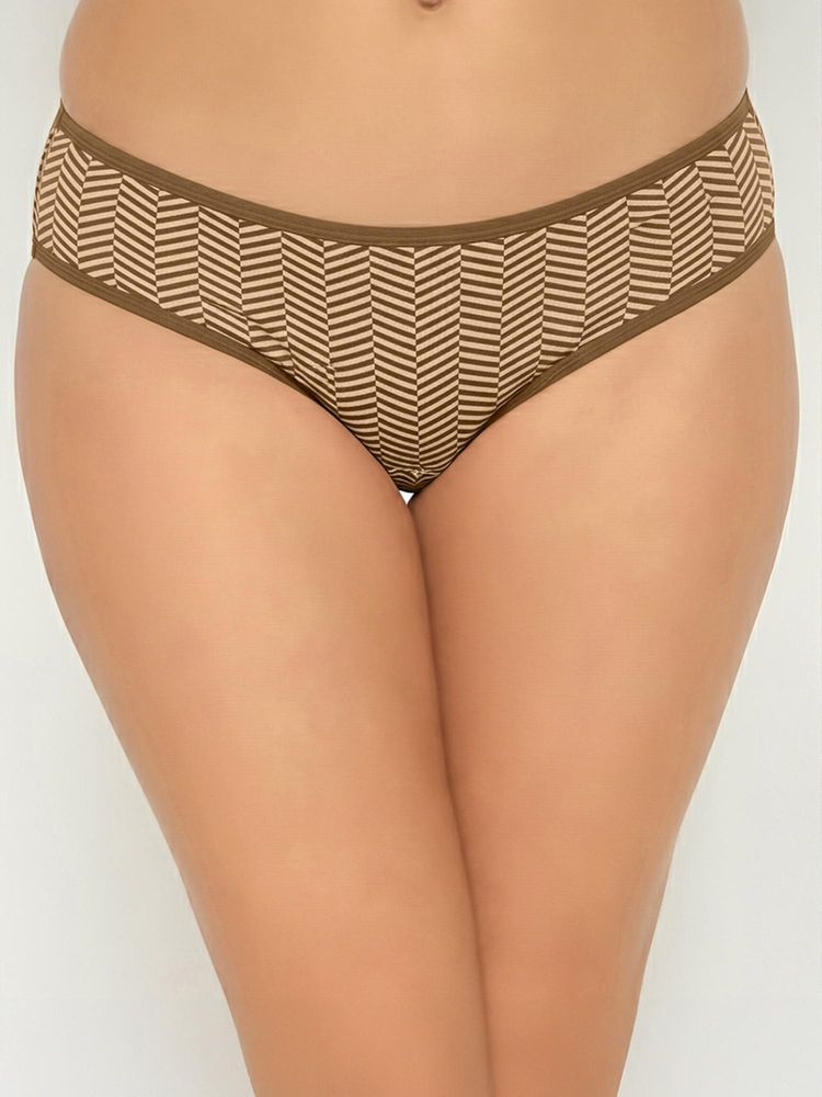 Clovia Womens Cotton Low Waist Printed Bikini Panty Brown-picture-13