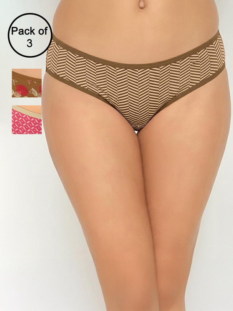 Clovia Womens Low Waist Printed Cotton Bikini Panty Multi-Color (Pack of 3)-picture-14