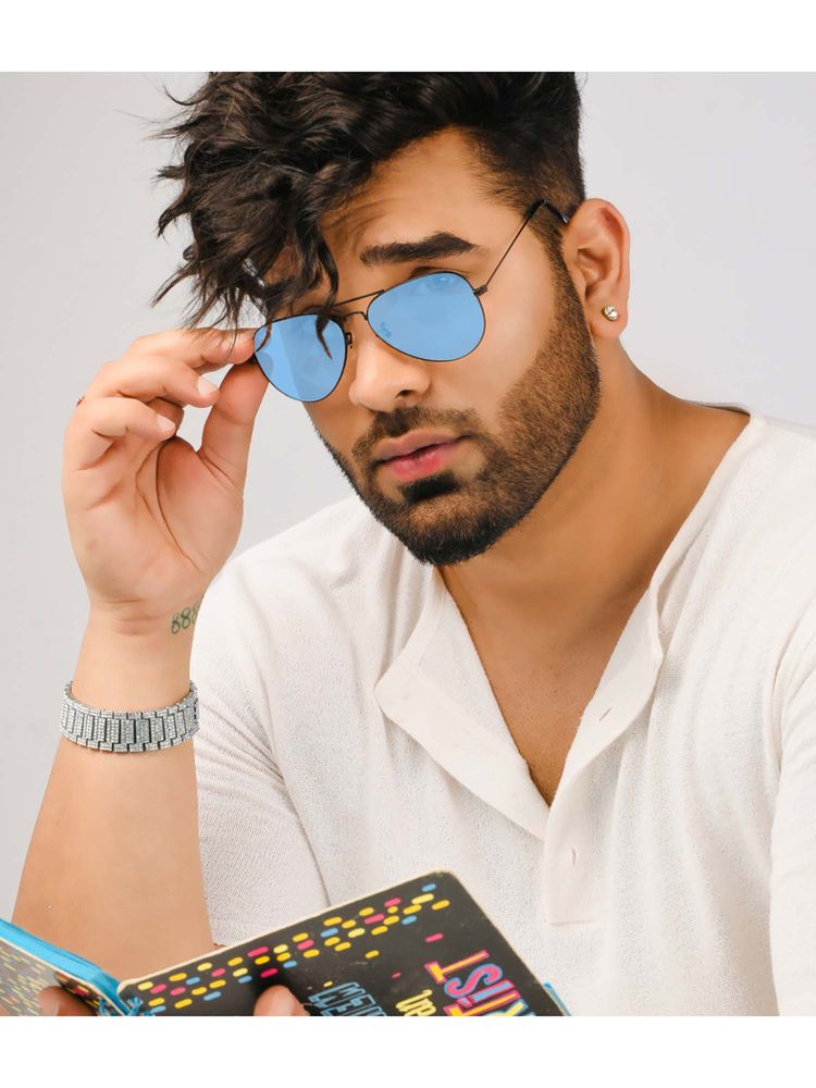 RESIST EYEWEAR Unisex Black Blue Candy Night Vision Aviator Sunglass(AIRCRAFTS BLACK BLUE CANDY)-58-image-3