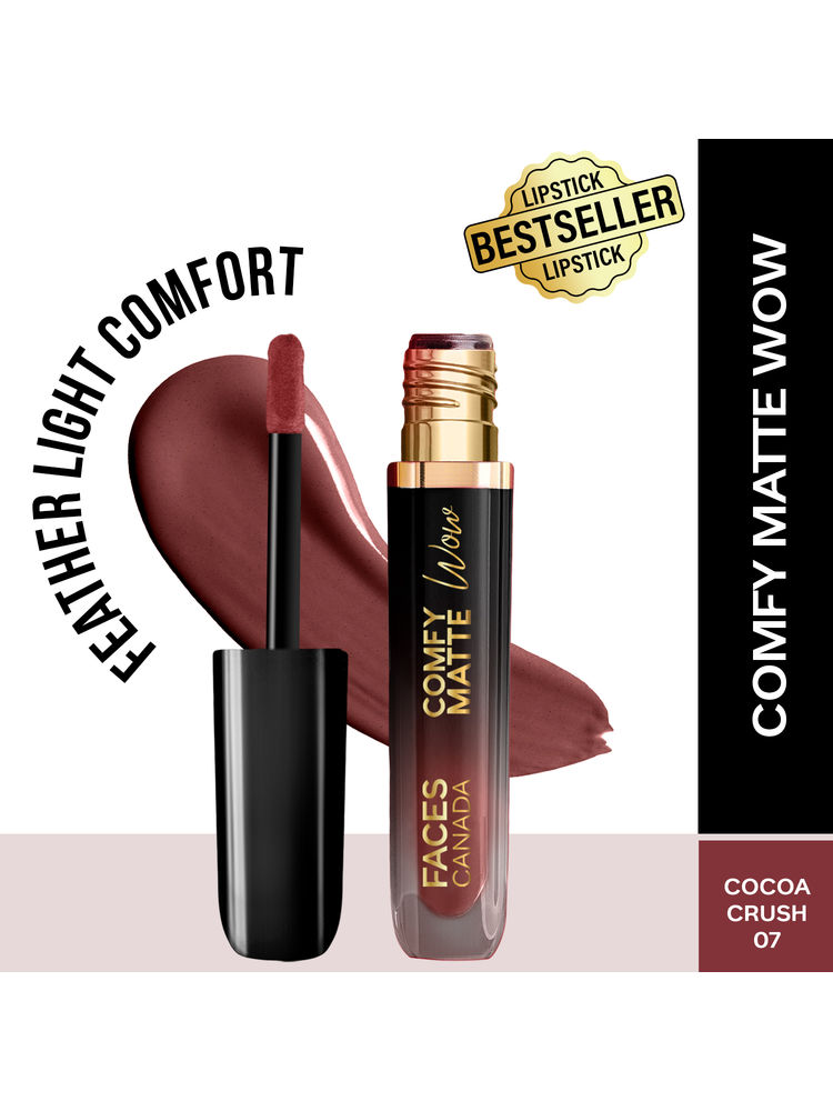Faces Canada Comfy Matte Wow Liquid Lipstick - Cocoa Crush 07, 8HR Stay, Lightweight-image-12