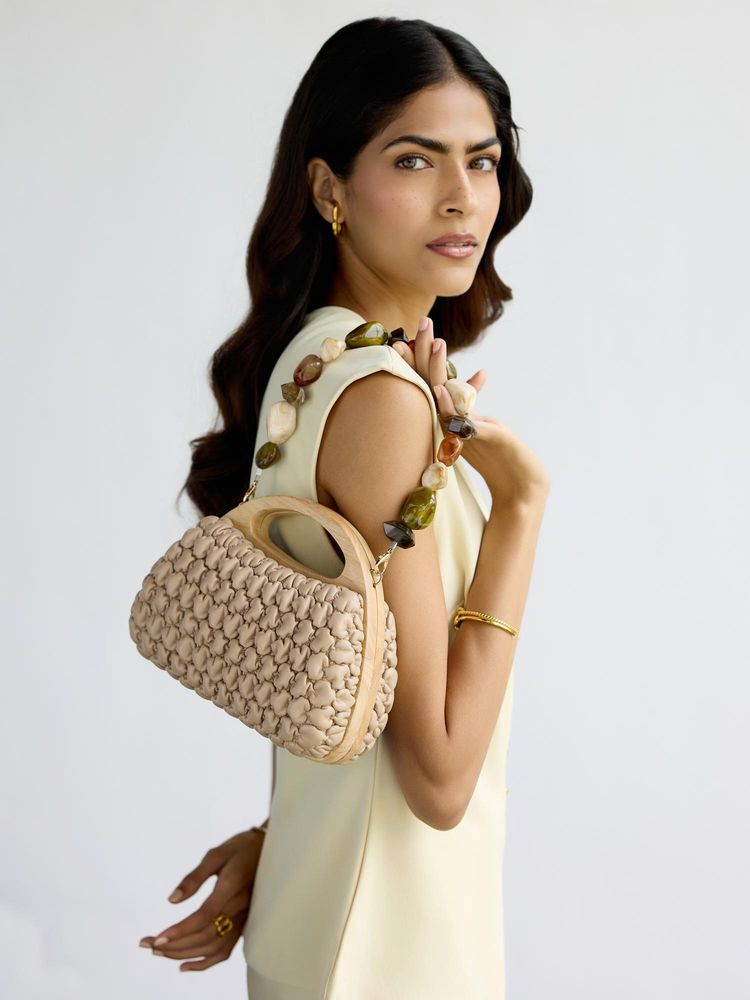HIE Tiana Texttured Beige Handbag-picture-18